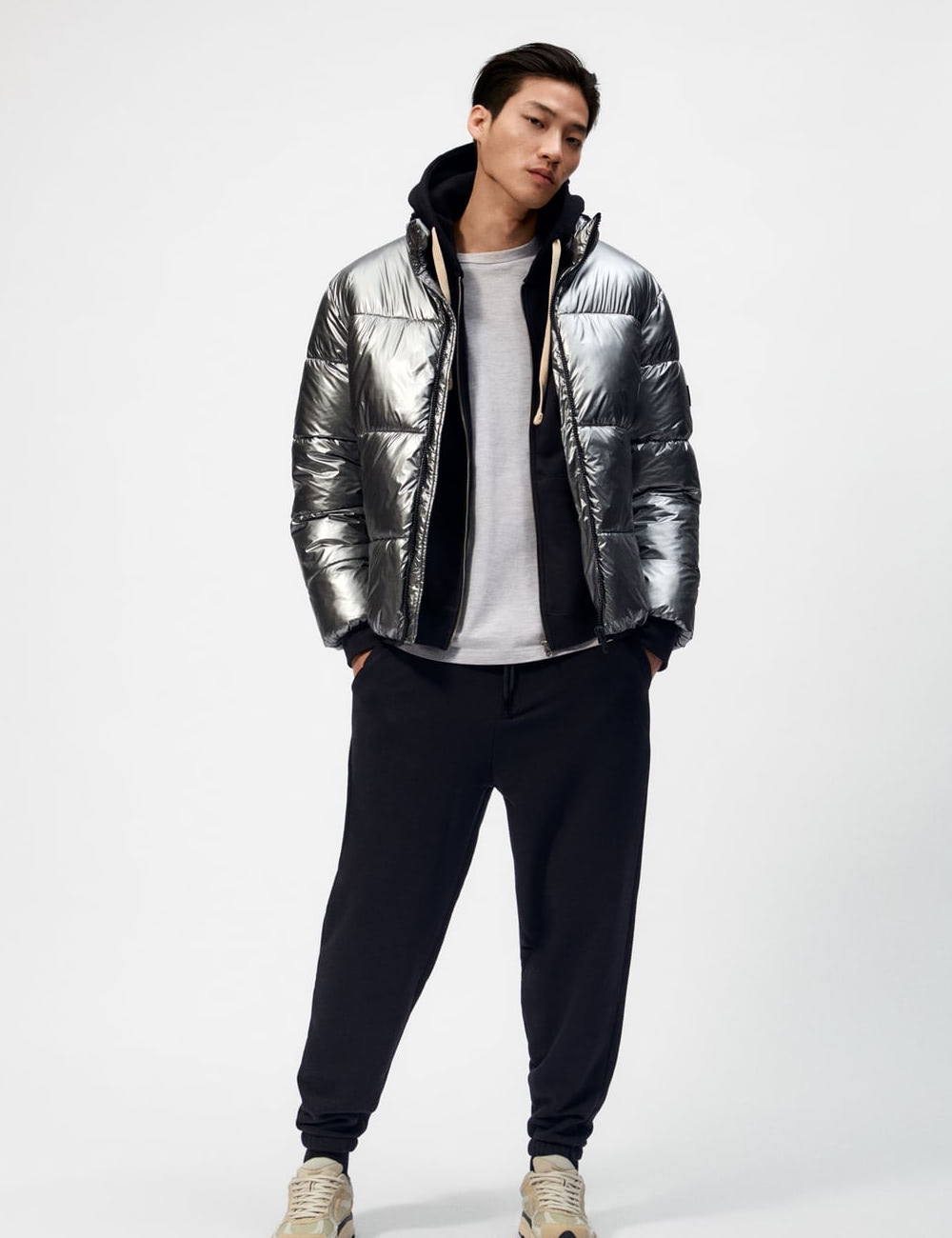 Metallic puffer jacket – Top One Fashion